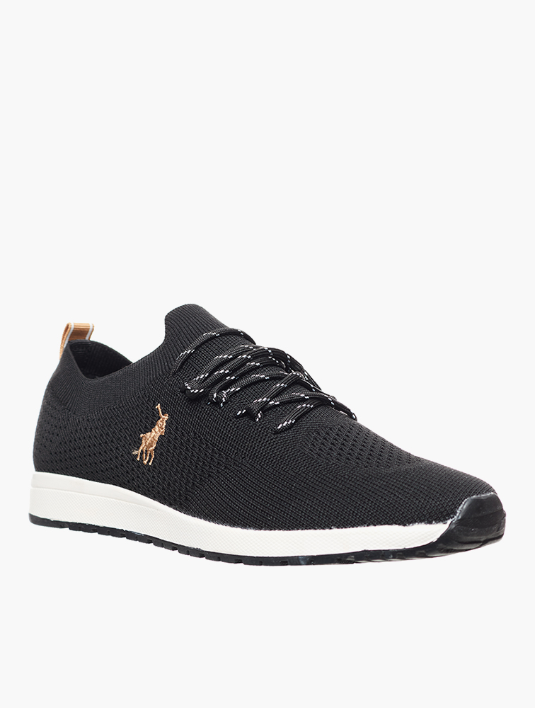 MyRunway | Shop Polo Black Classic Knitted Runner Sneakers for